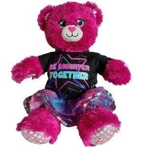 Build-A-Bear Hot Pink Sparkle Barbie Teddy Bear Stuffed Animal Doll